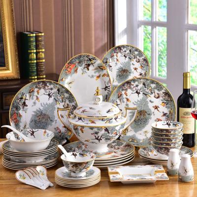 China Viable Western European Wholesale Ceramic Porcelain Dinnerware Set Restaurant Household Tableware Set for sale