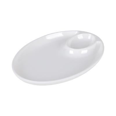 China Large Custom Sustainable Logo White Serving Melamine Divided Oval Sushi Dish Dinner Two Compartment 10