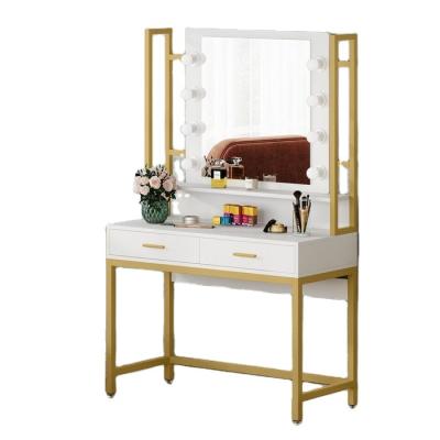 China Modern Nordic simple light luxury bedroom dresser storage cabinet dressing table girl makeup table with led light mirror for sale