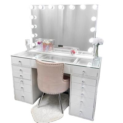 China Modern Home Furniture Dressing Table Makeup Designs Wooden Mirror With Drawer Set Modern White for sale