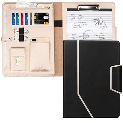 China Hot business sell PU leather business padfolio A4 binder folder case folder with clipboard for sale