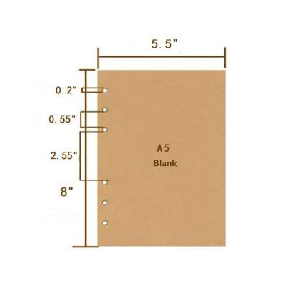 China Refill A5 High Quality Packaging Hardcover Paper 6-Holes Ring Binder Traveler Notebook Planner, Brown Color Ordered Notebook for sale