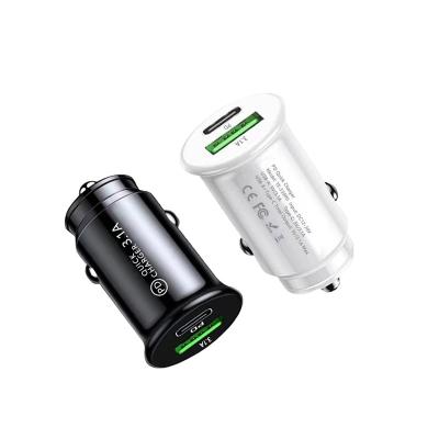 China PD 20W USB Fast Charging Mini Shape Car Lighter Slot Type C Mobile Phone QC3.0 Car Charger Black White Fast Charging Type C for sale