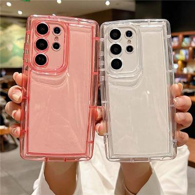 China Shockproof Transparent Camera Protect Soft TPU Case For Samsung Galaxy S23 Ultra A54 A34 A14 A04 S22 Ultra S21 Plus A13 A53 A52S A32 Cover for sale