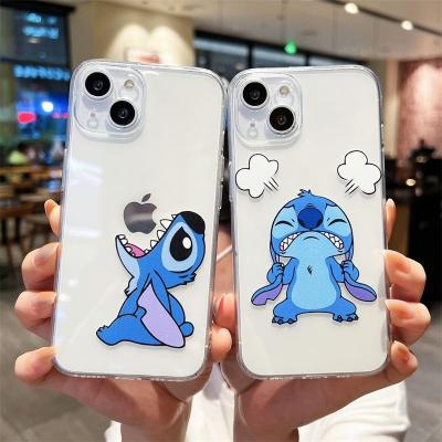 China Shockproof Stitch Clear Case For iPhone 14 11 12 13 pro MAX Mini 7 8 plus XR XS SE2 Cute Transparent Cartoon TPU Cover Shell Gifts for sale