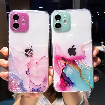 China Watercolor Painting Shockproof Phone Case For iPhone 14 pro 13 12 mini 11 max X XR XS 7 8 plus colorful marble clear soft shockproof cover for sale