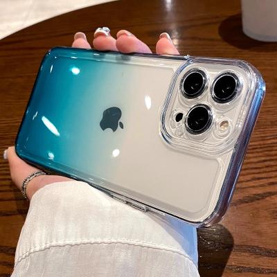 China Luxury Gradient Color Shockproof Phone Case For iPhone 11 12 13 14 pro X Max XS XR 7 8 Plus Se 2020 Transparent Shockproof Bumper Cover for sale