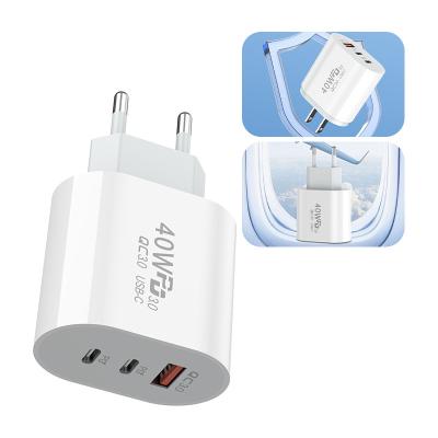 China Mobile Phone PD 40W Wall Charger 3Ports Plug 60W Wall Charger EU/US Adapter For iPhone Xiaomi Huawei Samsung QC3.0 Wall Charger for sale