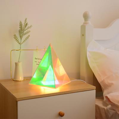 China New Style Modern Triangle Acrylic Cube Light Table Decorative Creative Personality Desk Lamp For Home for sale