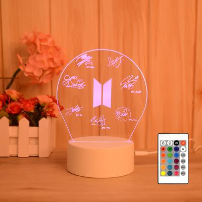 China Modern Night Light Acrylic Switch 16 Colors USB Base Led Lamp 3d Optical Illusion Lamp for sale