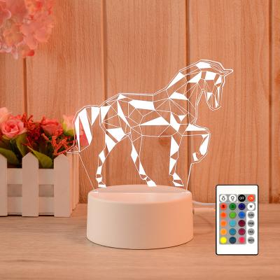 China Modern Amazing Customized Color Changing Lucky Unicorn Design Visual 3D Lamp LED Night Light for sale