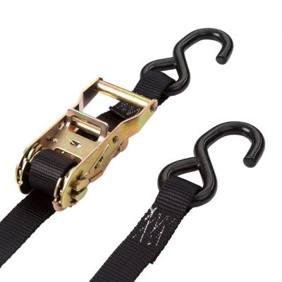 China Brand New Adjustable Polyester Extension Ratchet Strap Good-N-Tight Grip With S Hooks Moving Ratchet Strap for sale