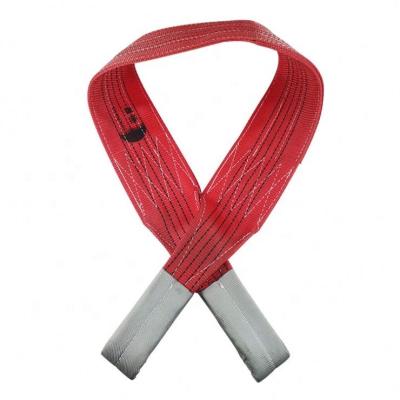 China 100% high tenacity industrial polyester yarn Hot selling lifting belt sling Eye and eye sling webbing sling helmet strap fastener for sale