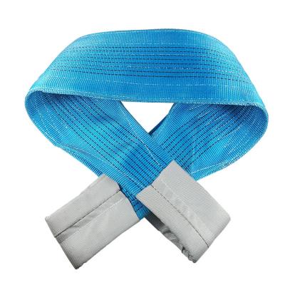 China Factory Wholesale 200mm 8 Ton Blue Polyester Webbing Sling Lifting Sling Wire Rope Buckle Flat for sale