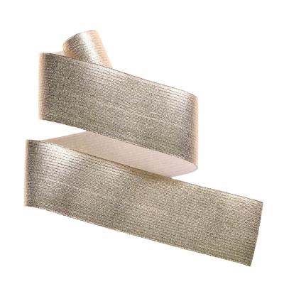 China Polyester Elastic Gold Elastic Waistband Glitter Edge Web Belt Webbing Elastic Band for sale