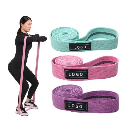 China Polyester Fabric Body Pull Up Aid Exercise Bands Long Fabric Resistance Bands Custom Elastic Fabric Yoga Stretch Sport Band for sale