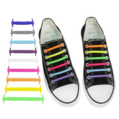 China Flat Silicone Factory Directly Produce Custom Shoe Laces OEM ODM Fashion Silicone Colorful Elastic Band Unisex Rope Lace Custom Shoe Laces for sale