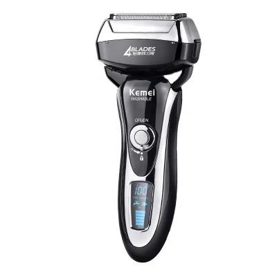 China Kemei KM-5568 Twin Blade Rechargeable Cordless Shaver For Men With LCD Blade Swapping Shaver Face Joint And Nose Hair Trimmer for sale