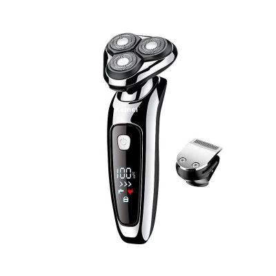 China Kemei KM-1631 Twin Blade Rechargeable Cordless Shaver for Men with LCD 3 Blade Rotating Beard Shaver and Hair Trimmer 2 in 1 for sale