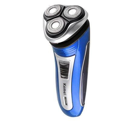 China Triple blade kemei KM-2801 rechargeable cordless razor for men 3 blade rotating beard razor for sale