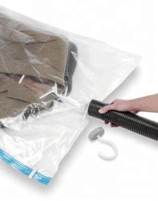 China PE Sustainable Hanging Vacuum Bag For Clothes Storage Space Saver for sale