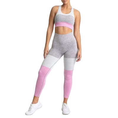 China QUICK DRY contrast color yoga suits 2 pieces yoga sets new style yoga sport wear for woman for sale