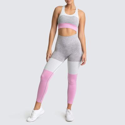 China 2021 New Design QUICK DRY Fitness Sports Sets Women Active Yoga Sporty Two Piece Splicing Sets for sale