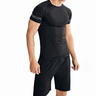 China QUICK DRY High Stretch Sport Sets Mens Gym 2 Piece Sets Good Quality Boxing Sport Sets Breathable T Shirt And Gym Shorts for sale