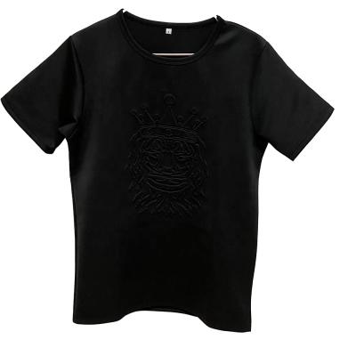 China Custom Anti-Wrinkle 3D Embossed 270grms Heavyweight 95%plyester 5%spandex T-shirt US Size Oversize Embossing T-Shirt for sale