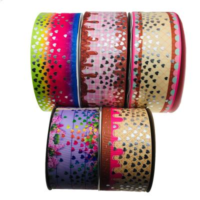 China Sustainable DIY Custom Printed 3 Inch Wide Hologram Grosgrain Christmas Ribbon Background Color Optional for sale