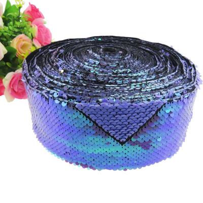 China Reversible Printed Sequin Ribbon Double Color Reversible Ribbon For Garment Decoration At Cheap Price for sale