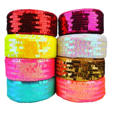 China 3 Inch 75mm Sustainable New Design Sequin With Fabric Ribbon For DIY Carfts Many Colors For Choose for sale