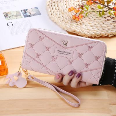 China New Fashion Cartoon Mickey Fashion Women Ladies Candy PU Wallet Cell Phone Bag Leather Long Gift For Girls for sale