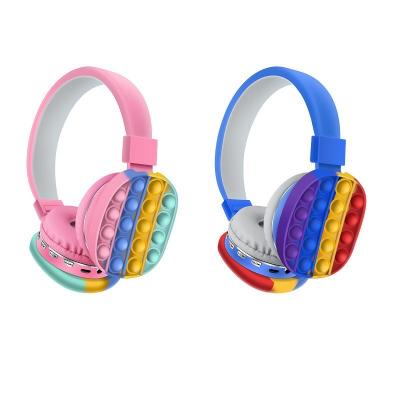 China Hot Earphone Earphone Show New Stirring Person Toys Earphone Cute Bubble Toy Antistress Head-mounted Earphone Wireless Rainbow Stereo Earphone for sale