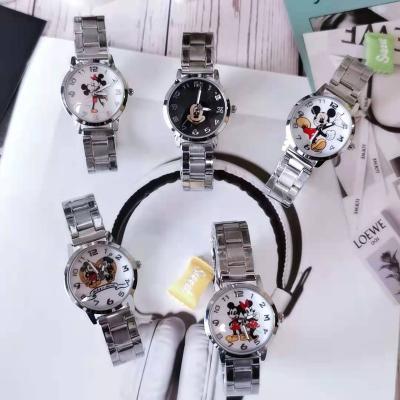 China Popular Cartoon Mickey Minnie Mouse Waterproof Boys Girls Raincoat Girls Ladies Watch Stainless Steel Chain Kids Watch for sale