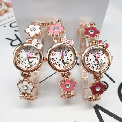 China 2021 Newest Children's Kitty Unique Cartoon Kitty Children's Bracelet Little Three Needle Hello Little Three Watch for sale