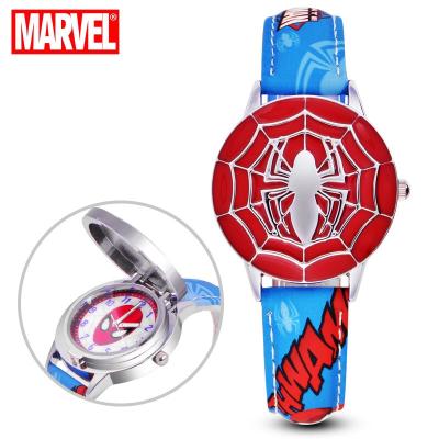 China Small Three Small Three Needle Hands Best Selling Marvel Superheroes Kids Watch Cartoon Quartz Spider Man Watch for sale