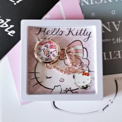 China super cute cartoon pocket watch kawai pocket watch gift key chain hellokitty watch for kids for sale