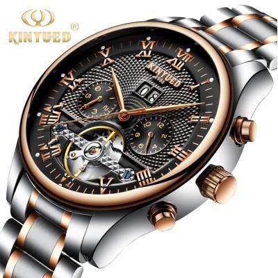 China KINYUED JYD-J012 Automatic Date Watch Automatic Mechanical Luminous Chronograph Men's Steel Tourbillon Strap Business Watch for sale