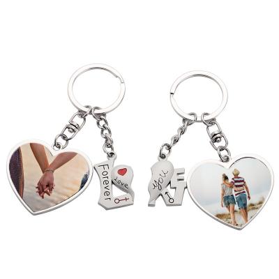 China Metal Heart Sublimation Key Chain Double Sided Metal With Love You Forever for sale