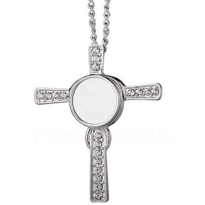 China Romantic Custom Sublimation Blank Cross Necklace For Men for sale