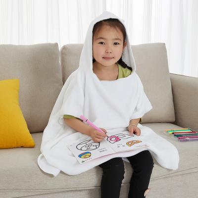 China Soft Sublimation Bath Plush Flannel Towel Cape Thermal Double Sided Hooded Bathrobe for sale