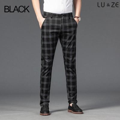 China Anti-wrinkle Wholesale Hot Sale Slim Square Plaid Trousers Business Formal Men's Pencil Pants Work Office Stretch Casual Male Suit Pants for sale