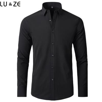 China Anti-pilling OEM Custom High-end 100% Cotton Man Shirts Slim Long Sleeve Button Non-iron Stretch Casual Business Formal Dress Shirts Tops for sale