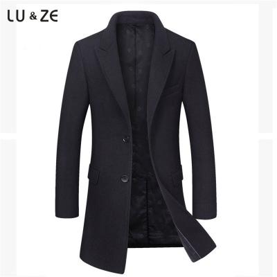 China Anti-wrinkle OEM Wholesale Winter Men's Woolen Overcoat Solid Slim Fit Mid-Length Thickened Trench Coat Comfortable Stylish Men's Windbreaker for sale