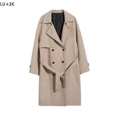 China Anti-wrinkle Spring Autumn Men Breathable Trench Coat Loose Casual Solid Double-breasted Male Overcoat Korean Fashion Windbreaker with Belt for sale