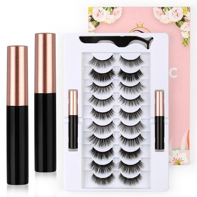 China Private Label Logo Vendors 3d mink eyelash eyeliner kit waterproof eyelashes with eyeliner set kit for sale