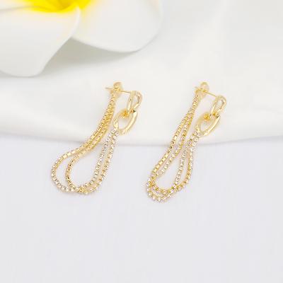 China JXX CLASSIC Classic Chain Design With Zircon Stud Earrings 18K Plated Earrings For Party Wedding 2021 Factory Wholesale for sale