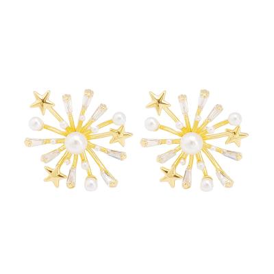 China Fashion JXX HB-02A Stud Earring Korean Style 925 Silver Women Shape Party Star Pearl Earring For Ladies for sale