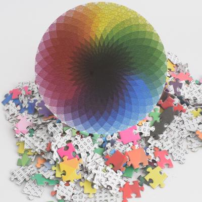 China Hot Selling Amazon Paper Puzzles 1000 Pieces For Adults Teens-gradient Color Rainbow Round Puzzle The Big Difficult And Challenge for sale